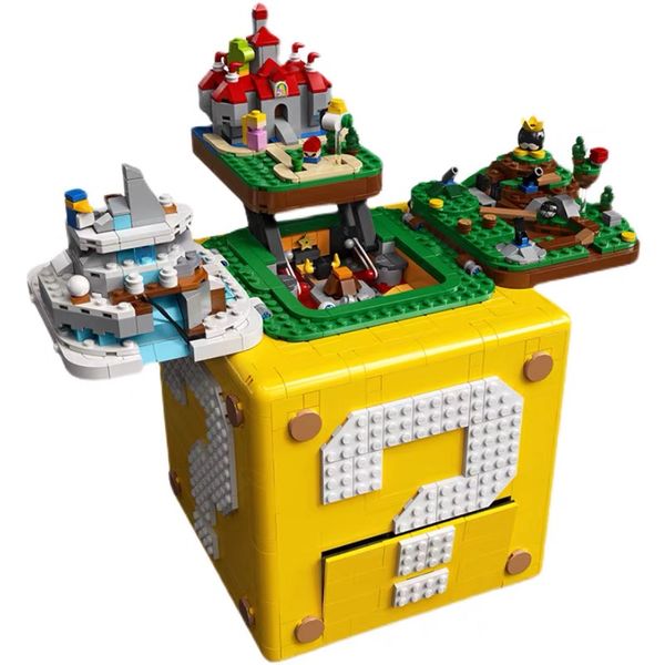 2064PCS Super Marioed 64 Question Mark Blocks Compatible 71395 Building Bricks Game Props 26026 Kit Toys For Children Kids Gifts 26026