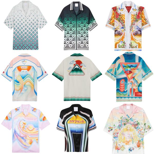 

Silk Shirts Men and Women Designer Fashion Short Sleeved Shirt Loose Summer Vacation Beach Outwears, Beige