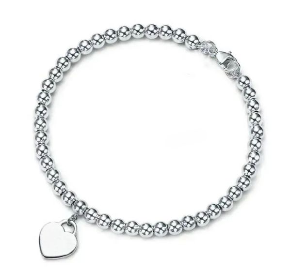 

Classic design style fashionable 925 sterling silver heart-shaped bracelet Classic bead string bracelet 4mm rose gold beads lover's necklace Gift