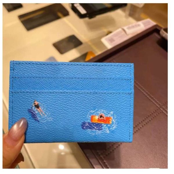 

Swim 45678218 Ski Wallets & Classic Holders Black Embossing Men Women Mini Small Wallet High Quality Credit Card Holder Slim Bank Cardholder With Box, Blue
