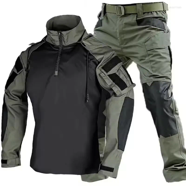 

Men's Tracksuits Outdoor Uniform Tactical Suits Wear Resistant T-Shirt Hood Pants Men Clothes Combat Shirts Paintball Hunting, Cp black pants