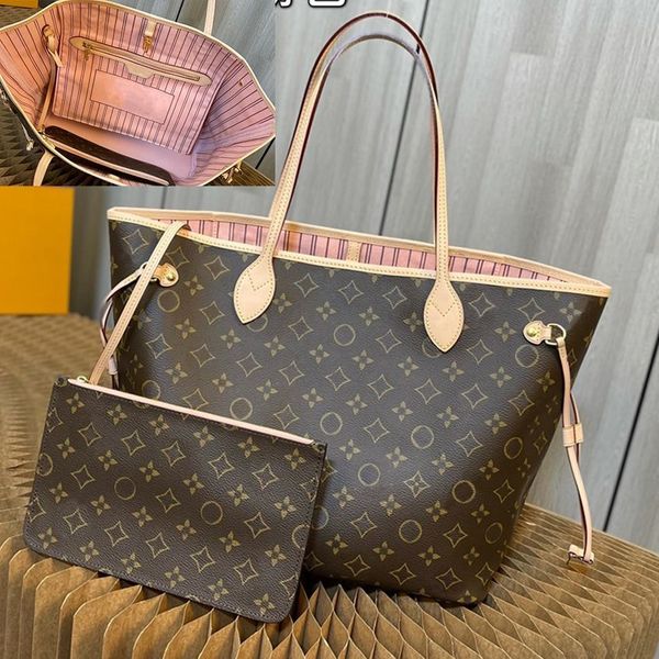 

Tote Bag Women Designer Shoulder Purse Real Leather Makeup Bag Old Flower Crossbody Bags Wallet Chains Ropes Printed Adjustable Removable Card Holder, White grid pink interior