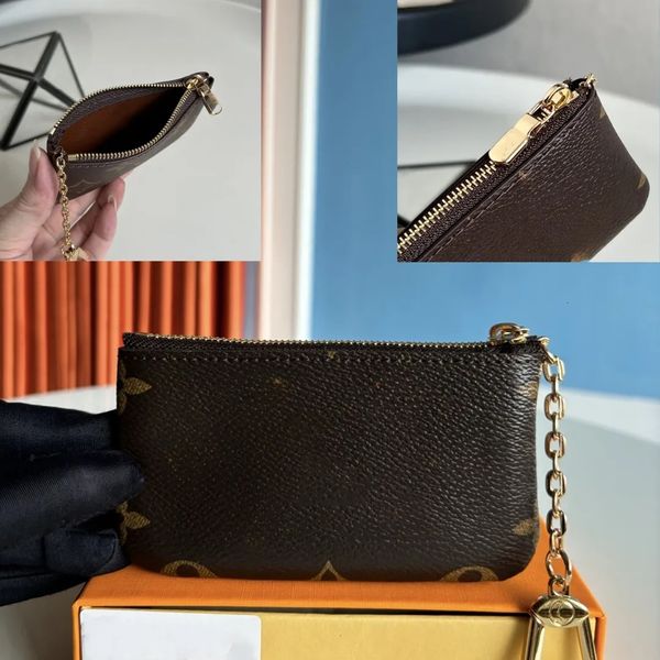 

Designer Wallets 6 Colors Keychain Ring KEY POUCH Purse Coin Pouch Damier Leather Credit Card Holder 45678218 Women Bag Small Zipper Purses Wallet With Box M62650, Black grid 62650