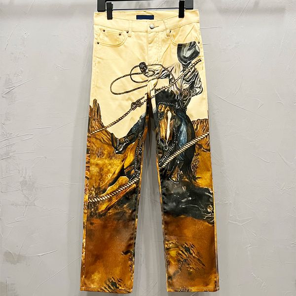 

Jeans Designer Letter Trousers Luxury Fashion Long Pants Pipped Jeans Distressed Trousers Classic Loose Womens Mens Elasticity Button Zipper, V16