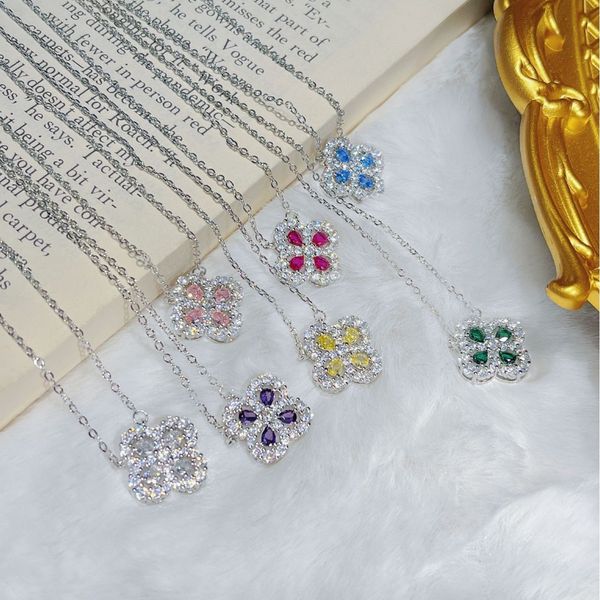 

Necklace - Women's Snowflake Waterdrop Full-Diamond Pendant Fashionably Beautiful Glittering Flower-shaped Collar Chain Simple Design
