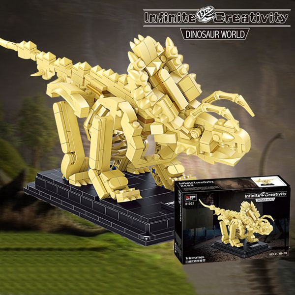 Triceratops Dinosaur Skeleton Fossil Building Blocks 81002