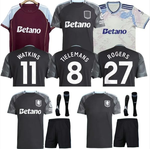 

25 26 astons VilasS shirt McGINN #7 Soccer Jerseys RASHFORD#9 ROGERS TIELEMANS WATKINS#11 football shirts 150-Year Anniversary jersey villashirts, 25-26 away player