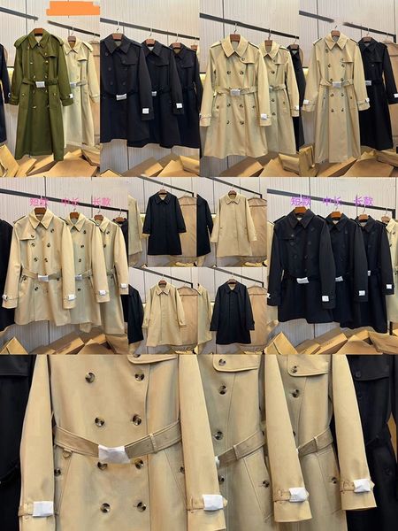 

Men's Trench Coats Designer Jacket Business Mid-length Trench Coat High Street Lapel Single-breasted Punch Belt Slim Same style for ladies, Woman b2