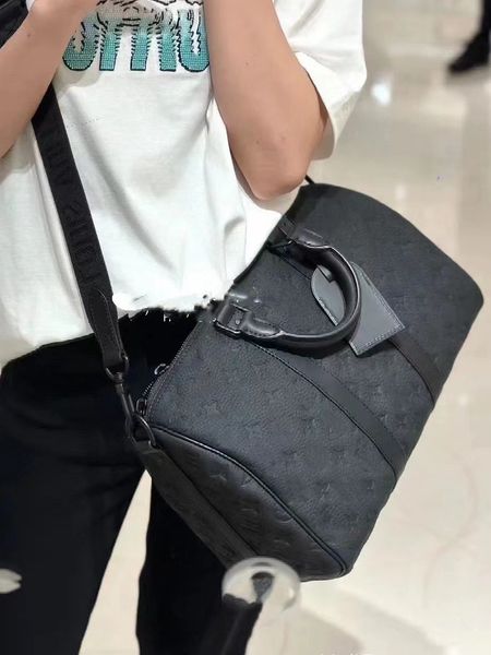 

Large capacity short distance travel bag cowhide mens bag sports pillow bag trendy street shoulder handbag crossbody bag casual bag, L1