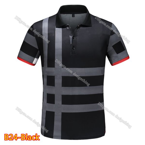 

Classic Plaid Designer Mens T Shirt Embroidered Floral Pattern Cotton Tee Asian Fit Comfortable Soft Top Fashion High Quality Look, B24-black