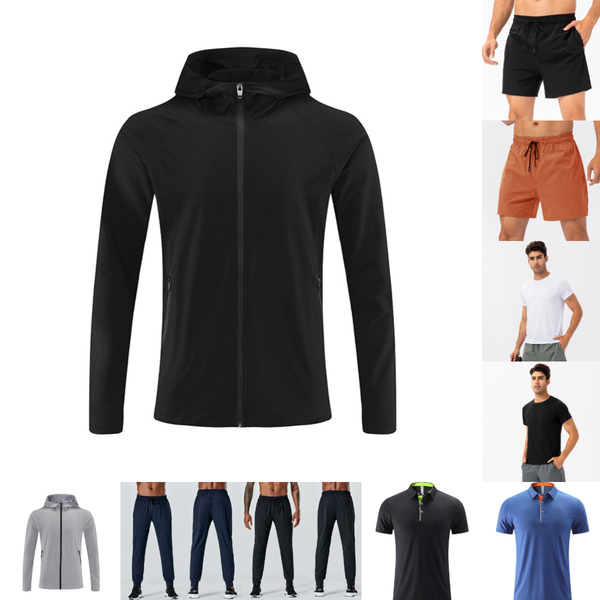 

Men Jogger Long Pants Sport Zipper Hooded Jacket OutdoorMountaineering Quick Dry Windproof Fashion Trend Jacket Sportswear, C03