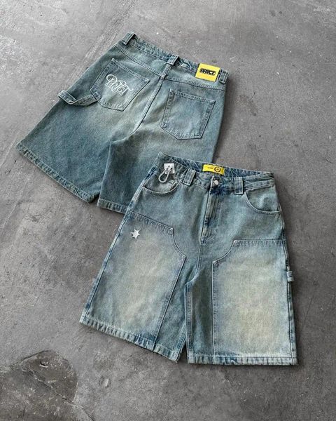 

Men's Jeans Mens Urban Street Washed Denim Shorts Straight Loose Fit Distressed Mid Length Casual Summer Stretch Comfort Vintage, A3