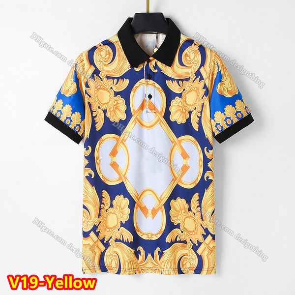 

Designer Menswear Classic T Shirt Cotton Material Plaid Stripe Floral Embroidered Detail Soft Comfortable Asian Fit Daily Wear, V19-yellow