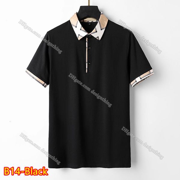 

Designer Classic Mens T Shirt Cotton Plaid Stripe Soft Fabric Floral Embroidery Asian Fit, B14-black