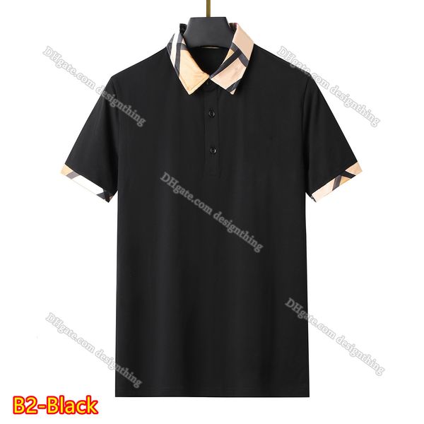 

Designer Mens T Shirt Fashion Plaid Stripe Cotton Tee Embroidery Detail Soft Breathable Fabric Asian Fit, B2-black