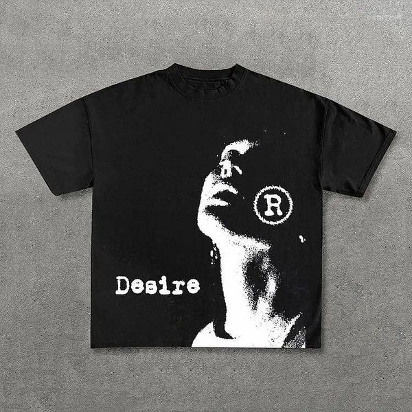

Men's T Shirts Vintage Desire Graphic Print Cotton T-Shirt Men Summer Short Sleeves Oversize Tshirt Streetwear Women Tops, A1