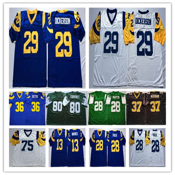 

Throwback American Football Jersey Eric Dickerson Kurt Warner Marshall Faulk Jack Youngblood Deacon Jones Wayne Chrebet Curtis Martin Steve Gleason Vintage Shirt, As pic 4