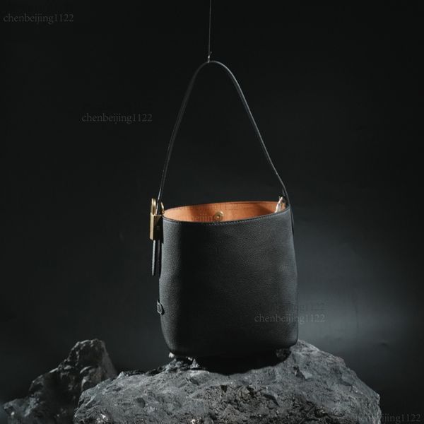 

99A Water Bucket Shoulder Bag with Crossbody Design, crafted by a top designer, made of imported granular cowhide material, adding confidence and style to you., One