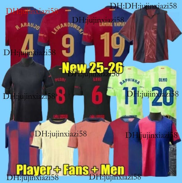 

24-25 New jerseyS OLMO KESSIE GAVI Raphinha LAMINE YAMAL Lewandowski soccer FERRAN SENYERA 25 26 football shirt Kounde kids, Dark khaki player