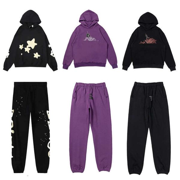 

free shipping 10A vvs hoodie 555 hoody 1 1 rhinestone Sweatshirts Hoody Young Thug high quality Women polo Web Hoodies Tracksuit Puff Print Pullover red xs, 12 color