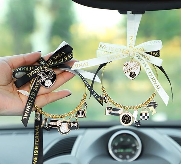 Car Accessories Ribbon Rearview Mirror Pendant Fashion Interior Women Decoration L26918