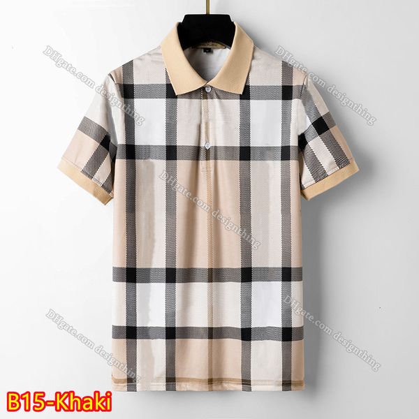 

Designer T Shirt Menswear Cotton Plaid Top Floral Embroidered Comfortable Luxury Daily Casual, B15-khaki
