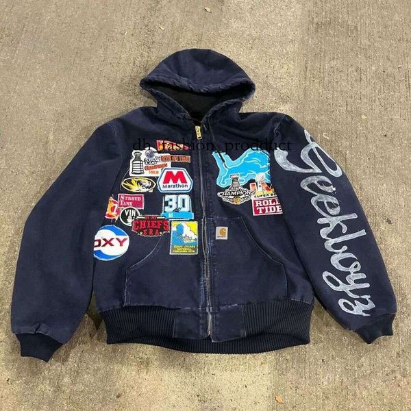 

carhartthoddie 2025 European and American Foreign Trade New Men's Casual Hooded 3D Printed Men's Cardigan Sweatshirt Jacket 0a2