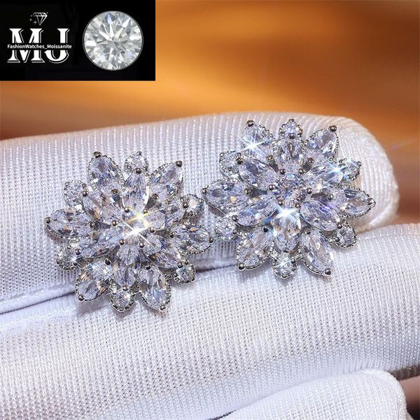 Summer Beach Moissanite wer Earrings For Women Sterg Sier Double Shining CZ Zircon Dia Stud Earring brincos Wedding Party Gifts