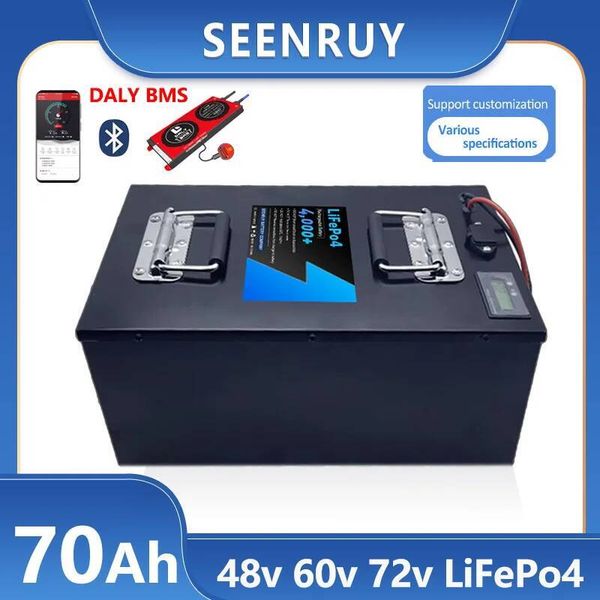 3.2v LiFePO4 Lithium Battery Pack 48V 60V 72V 70Ah Motorcycle Built-in Bluetooth BMS For 2000W 3000W 5000W Electric Cart