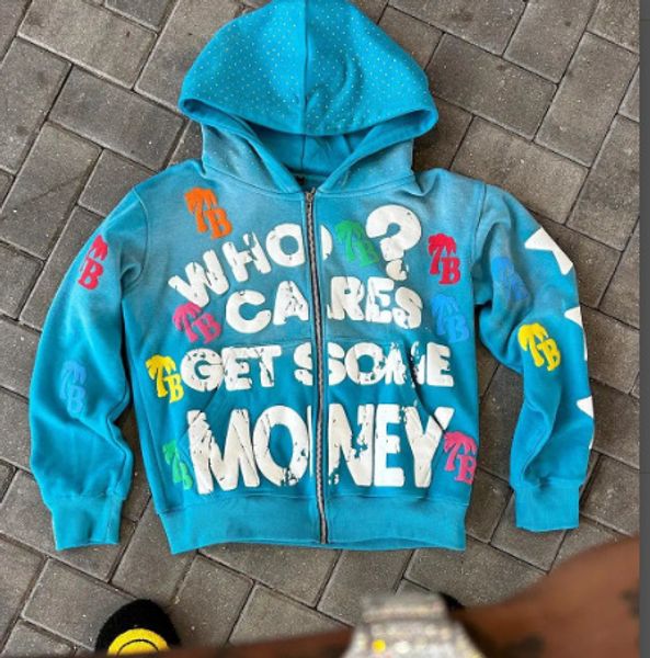 

hoodies sweatshirts american trendy brand printed zipper hoodie loose hiphop rock jacket fashion clothing autumn winter apparel unisex, Beige