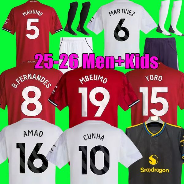 

25 26 ZIRKZEE MBEUMO soccer jersey B. FERNANDES GARNACHO HOJLUN 2025 MOUNT MAZRAOUI UGARTE AMAD YORO DALOT CUNHA CANTONA football kit shirt men kids set, Player home patch