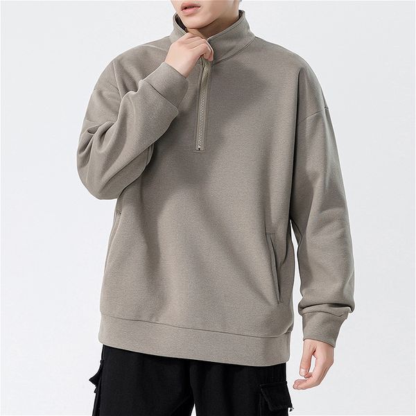 49 Turtleneck Sweatshirt for Men Winter Thickened Loose Trendy Solid