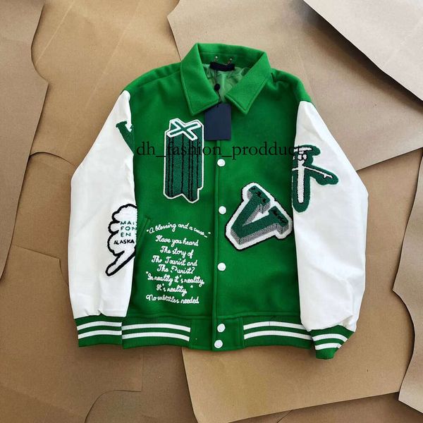 

vuittons Mens Jackets designer Classic l Vintage Baseball Varsity Coat Loose Mens Women Outerwear Wool Flocking Leather Single Breasted Couples Warm Bomber 6a8, Gold
