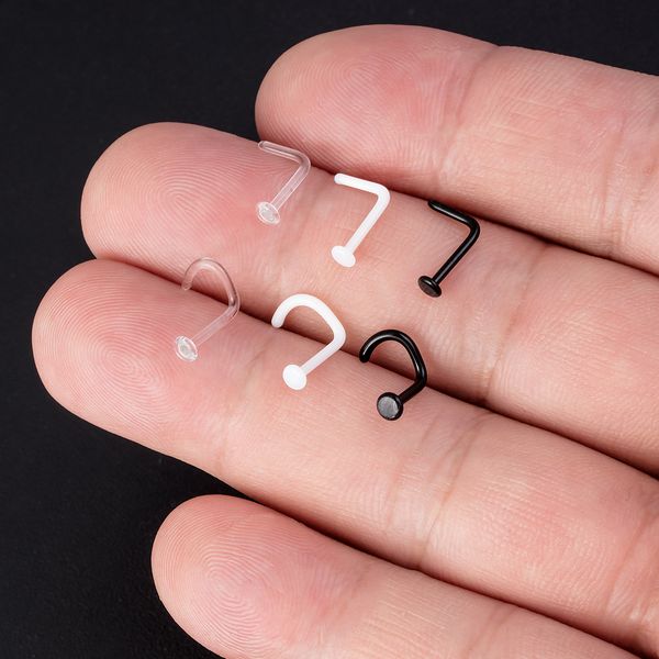 Glass L-shaped eyebrow nail ear bone nail human body perforation wearing nourishing hole environmentally friendly anti allergic replacement puncture nail