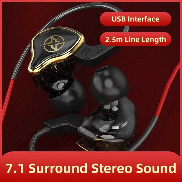 Noise Cancelling Professional Gaming Headset PET Diaphragm 7.1 Surround Sound Stereo USB Wired Headphone with Mic for PC
