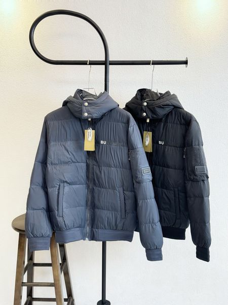 

Men's Down & Parkas Designer Winter Letter pocket hood with detachable zipper, Blue