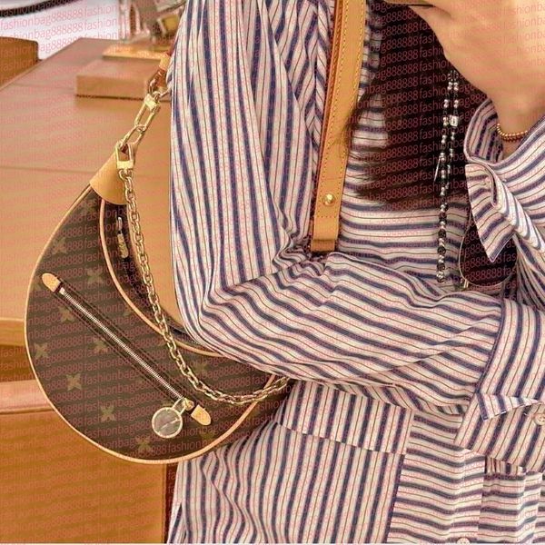 

Designers Handbags Purses Flower Women Tote Brand Letter Leather Shoulder Bags Crossbody Bag Brown Moon Loop, Gold