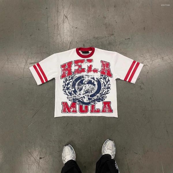 

Men's T Shirts American Style Men And Women Street Shirt Casual Round Neck Short Sleeves Letter Printed Harajuku Gothic Oversized, Red