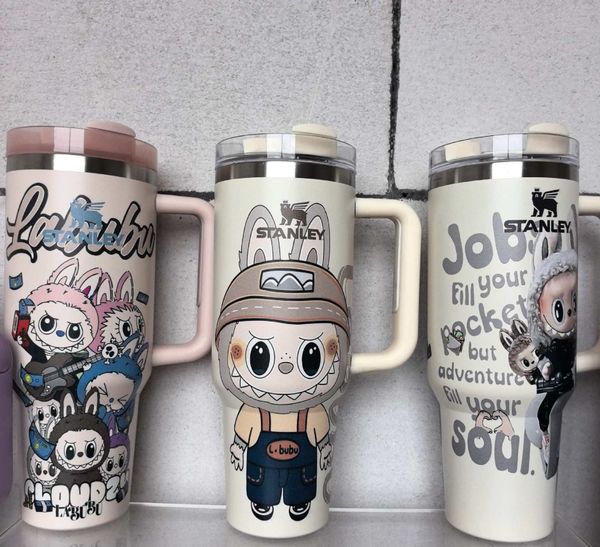 

New thermos cup made of Labubu cloth 40oz car cup Labubu straw ice cream cup, A7