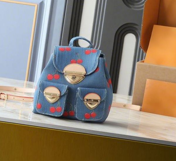 

2025 Fashion Denim Buckle Double-Shoulder Designer backpack bags Ladies' Shoulder Bag Wallet Women's Large-Capacity Bag, 3#24*26*7cm