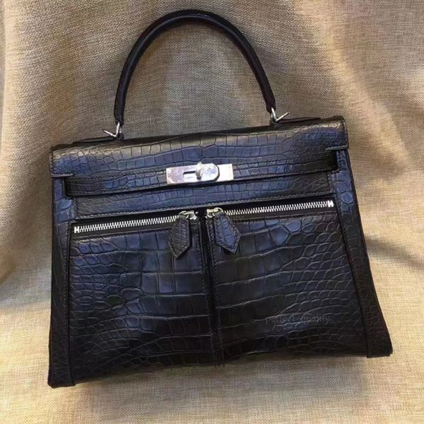 

99A Premium Designer Shoulder-Strap Handbag, crafted with pure copper hardware and custom-made from genuine crocodile skin. Its texture and quality are unparalleled., One