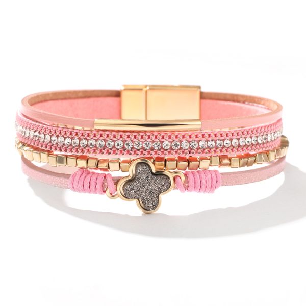 

Instagram Baddie Bracelet: Boho Clover Diamond Layers