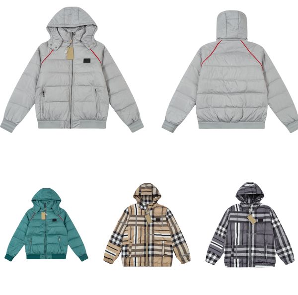 

Men's Down & Parkas Designer Winter Detachable hat down jacket checkered classic dark pattern top of the line 90 white duck down, B1