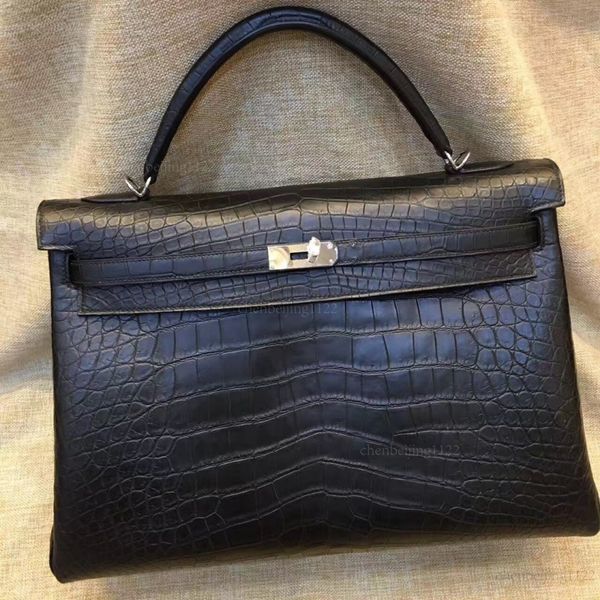 

99A 40cm oversized backpack with ample capacity, featuring a stylish and casual design by top designers, made of imported crocodile skin and custom-made by hand., Two