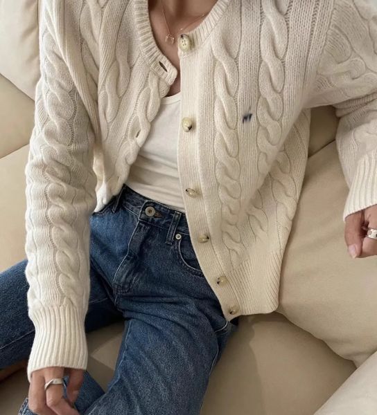 

Women's Designer Sweaters Pony Autumn and Winter Embroidered Cardigan Sweater Cotton Fashion Knitted Jumper Top Fried Dough Twists Sweater, R4