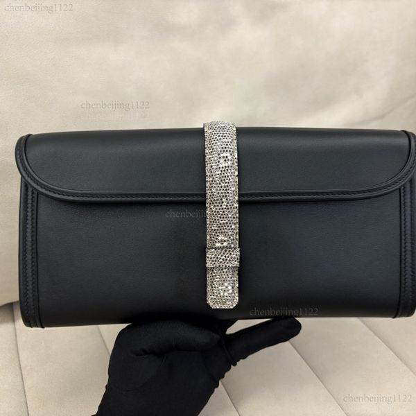 

99A 29cm ladies' handbag designed by a top designer. It is made of swift leather combined with lizard skin, and is custom-made by hand. The quality is extremely perfect., One
