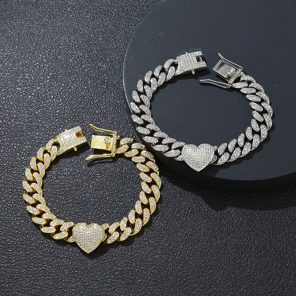 

Iced-Out Heart Cuban Link Bracelet | Hip-Hop Couple Flex Drip