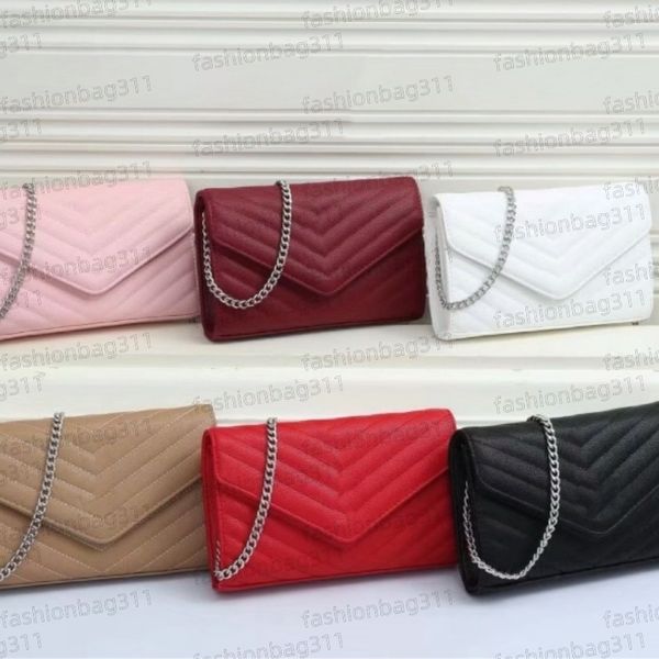 

Designer bag Envelope handbag Luxury Bags caviar leather small square bag women's crossbody bag chain bag mini bag black red white Shoulder bags casual chain bag, Color3