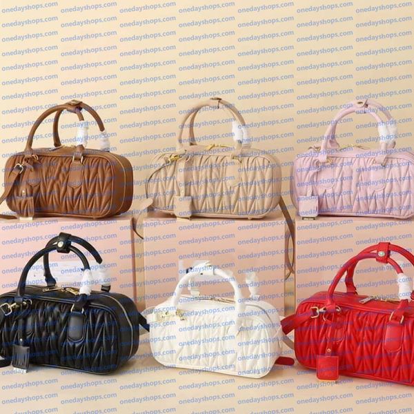 

Ladies' High-Quality White Leather Handbag Designer Pleated Shoulder Bag With Detachable Shoulder Strap, Bag 5