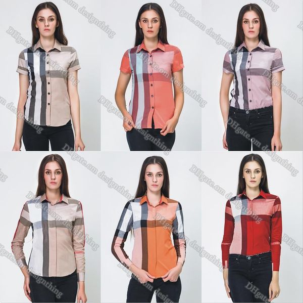 

Womens Short Sleeve Blouse Plaid Pattern Button Down Elegant Office Shirt Designer Summer Tops for Women Classic Fit Asian Size Fashion Shirt, 3011-apricot